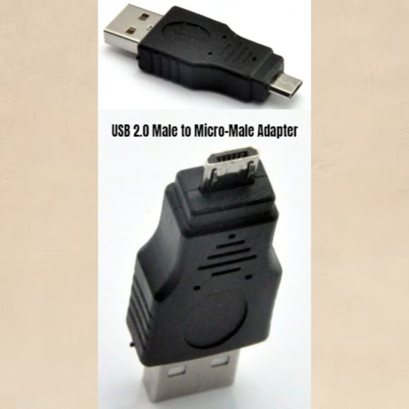 USB 2.0 Male to Micro-Male Adapter Charge Connect Android Devices Cameras - Picture 1 of 3